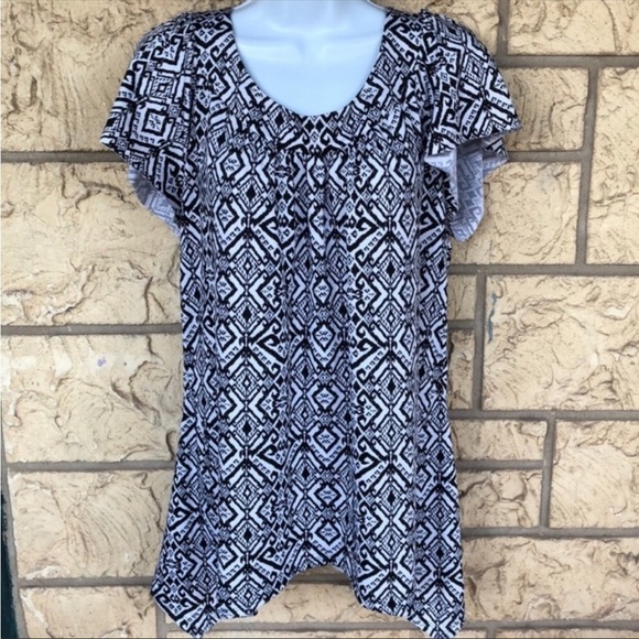 AB studio Black & White Tunic Top career casual Business Size Large - Picture 12 of 12